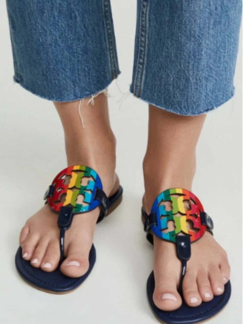 Tory Burch Miller Rainbow Flat Sandals Sz 6.5